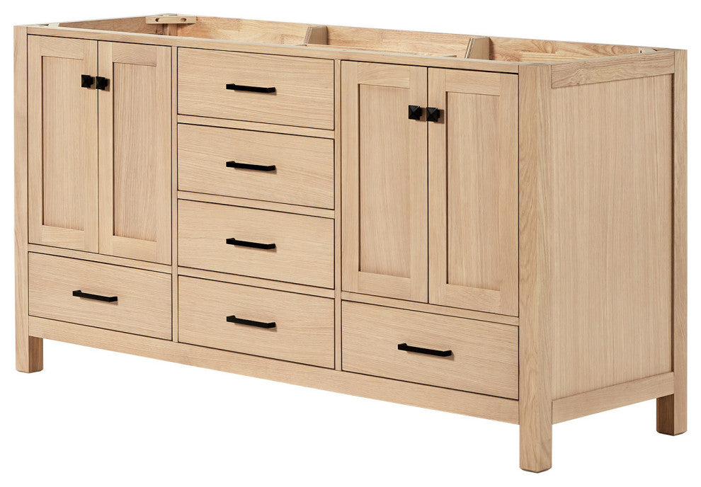 ARIEL Cambridge 66 in. Double Sink Base Cabinet In Oak