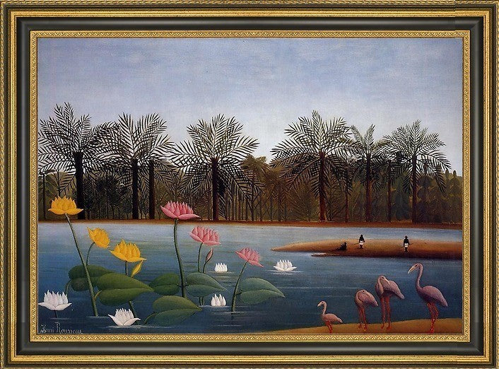 Henri Rousseau The Flamingos Framed Premium Canvas Print, 16"x24"