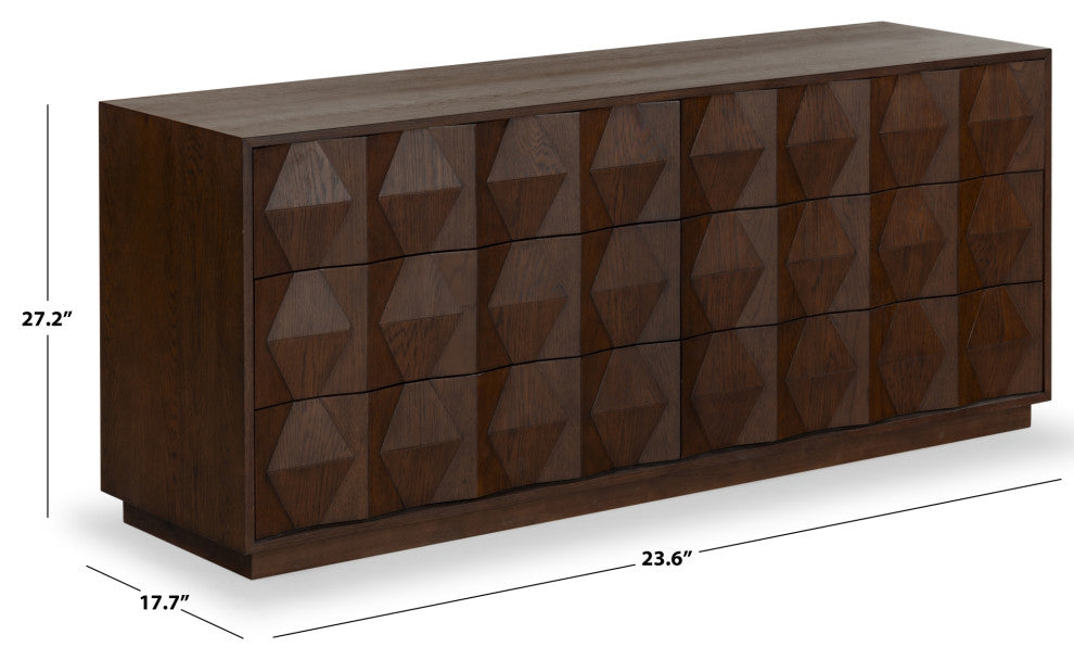 Safavieh Couture Riabelle Wood 6 Drawer Dresser, Walnut