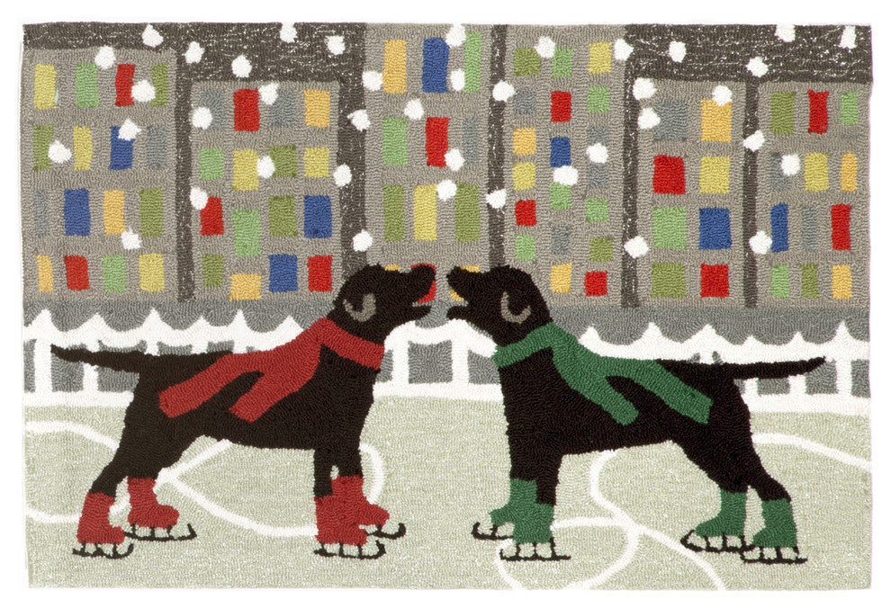 Frontporch Holiday Ice Dogs Indoor/Outdoor Rug Multi 2'6x4'
