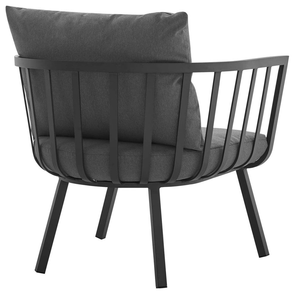 Riverside Outdoor Patio Aluminum Armchair Set of 2-Gray Charcoal