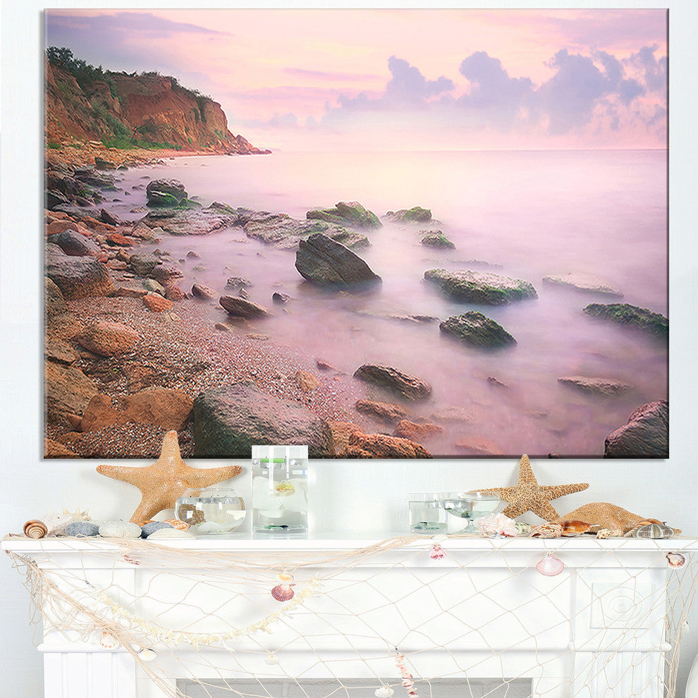 "Colorful Sunset Over the Sea" Seashore Wall Art, 60"x28", 1 Panel