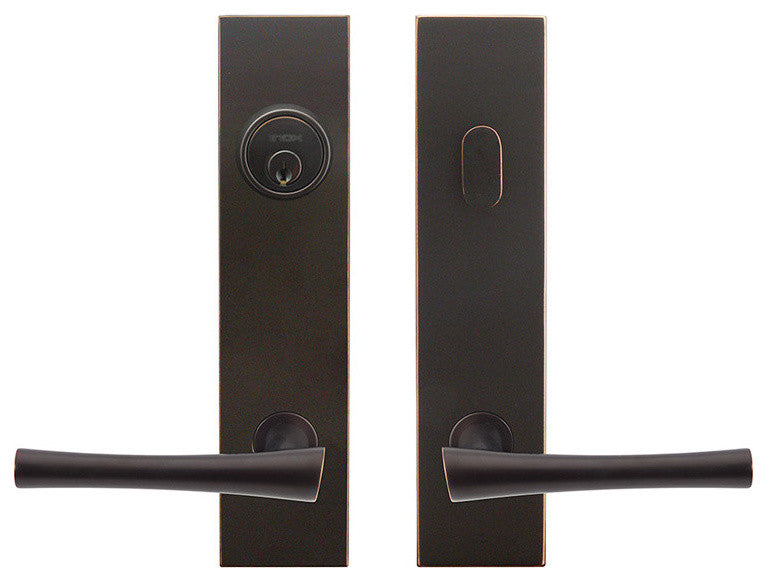 214 Champagne Lever, Tubular Entry, Double Cyl, 2-3/4" Backset, Bronze