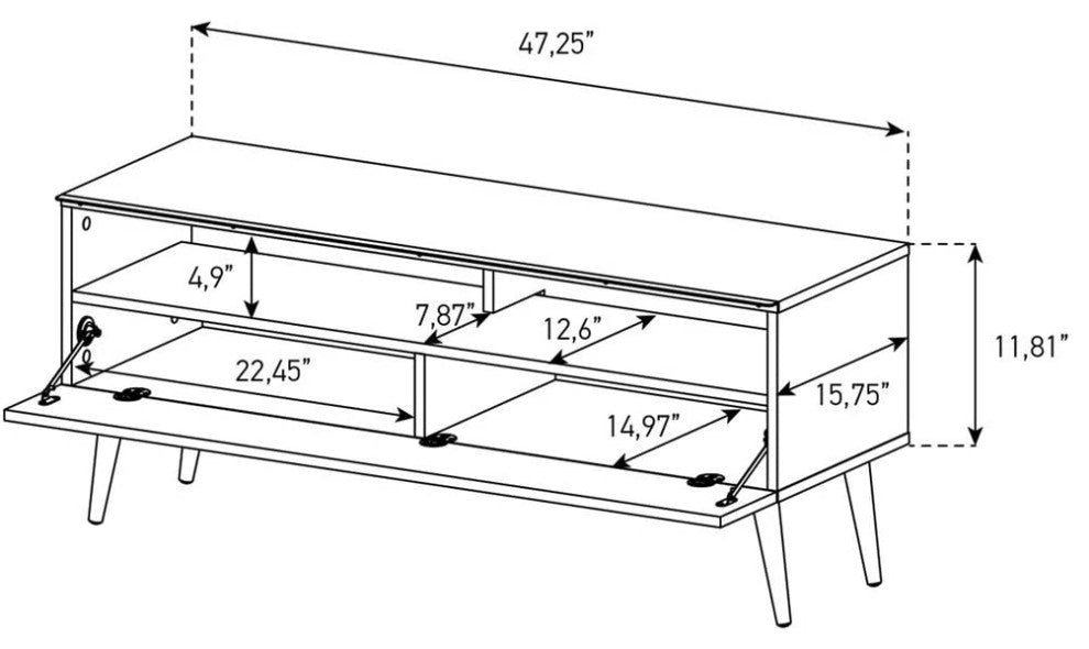 Modern Wood TV Stand with Solid Wood Legs for TVs up to 65"