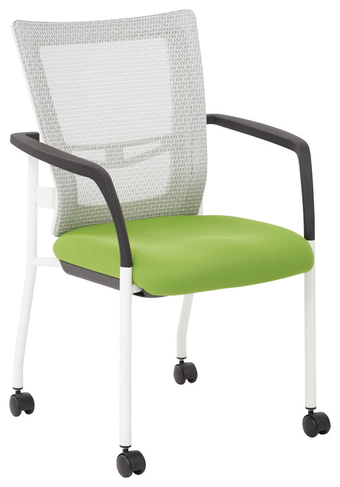 ProGrid Mesh Back With Padded Fabric Seat Visitors Chair, White/Green