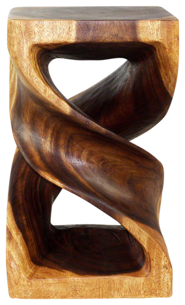 Thai Double Twist End Table in Dark Walnut, Dark Walnut, 12" X 12" X 20"