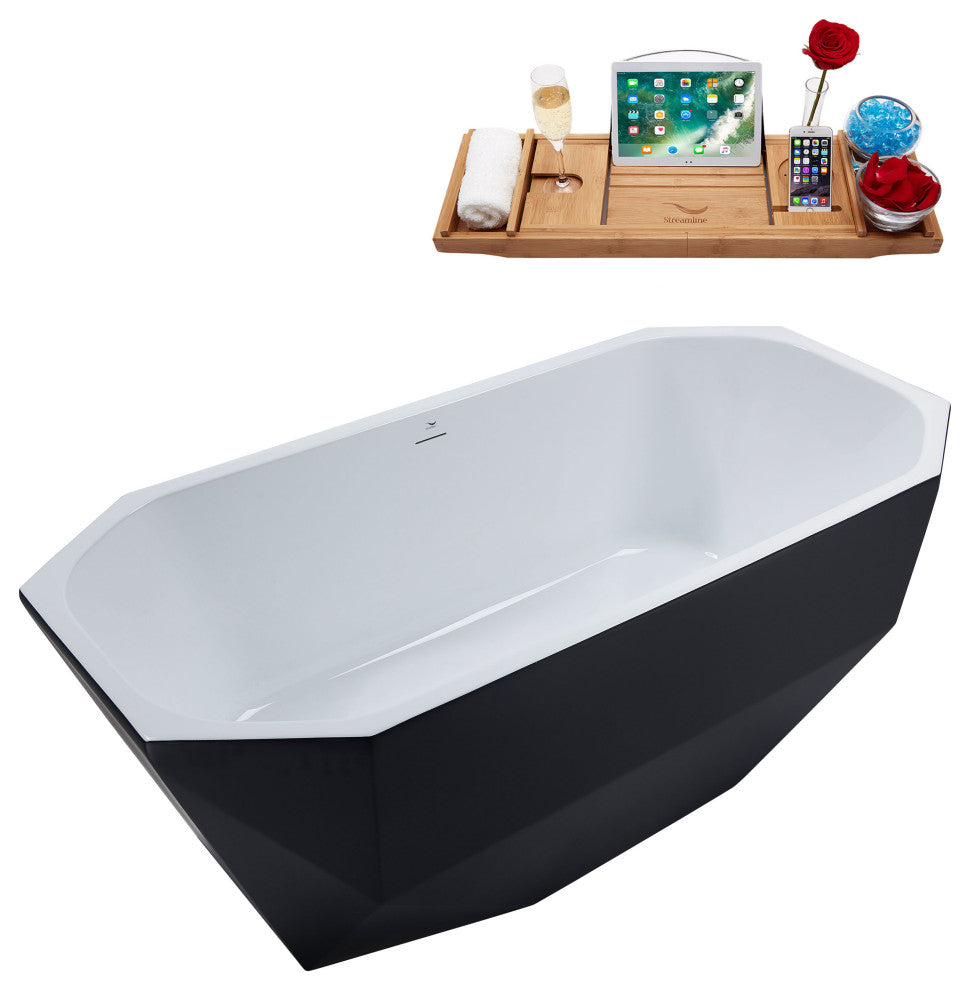63" Streamline N634BGM Freestanding Tub and Tray With Internal Drain