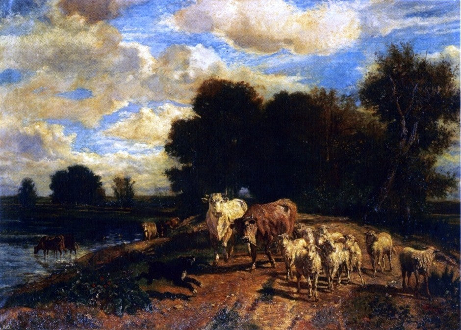 Giuseppe Palizzi Returning to Pasture - 18" x 27" Premium Canvas Print