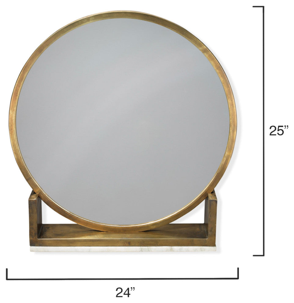 Odyssey Metal Standing Mirror, Antique Brass