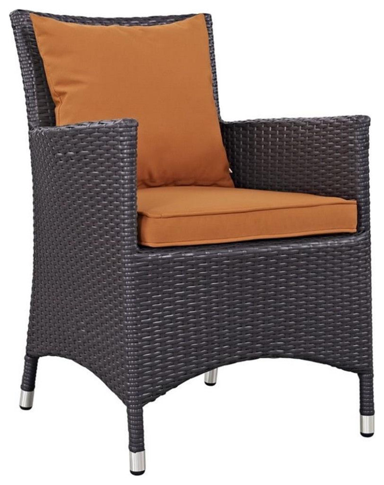 Modway Convene 4 Piece Outdoor Patio Dining Set, Espresso Orange