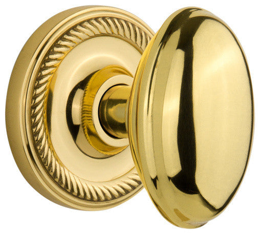 Rope Rosette Passage Homestead Door Knob, Polished Brass
