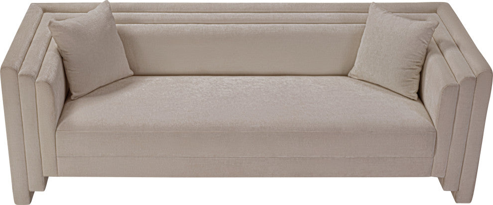 Everett Upholstered Sofa, Beige, Chenille Fabric