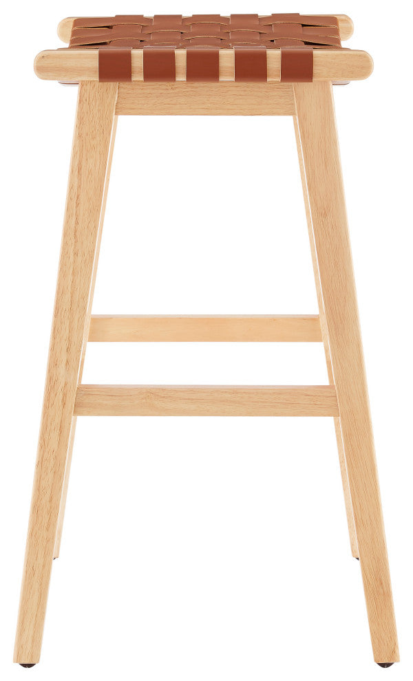 Marco PU Backless Counter Stool, Ochre Brown/Natural