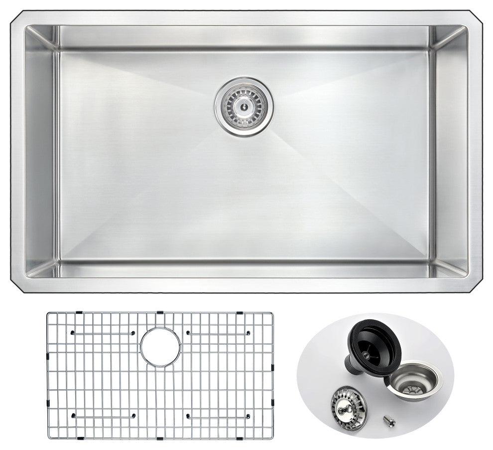 ANZZI Vanguard Series 32 in. Undermount Handmade Stainless Steel Kitchen Sink