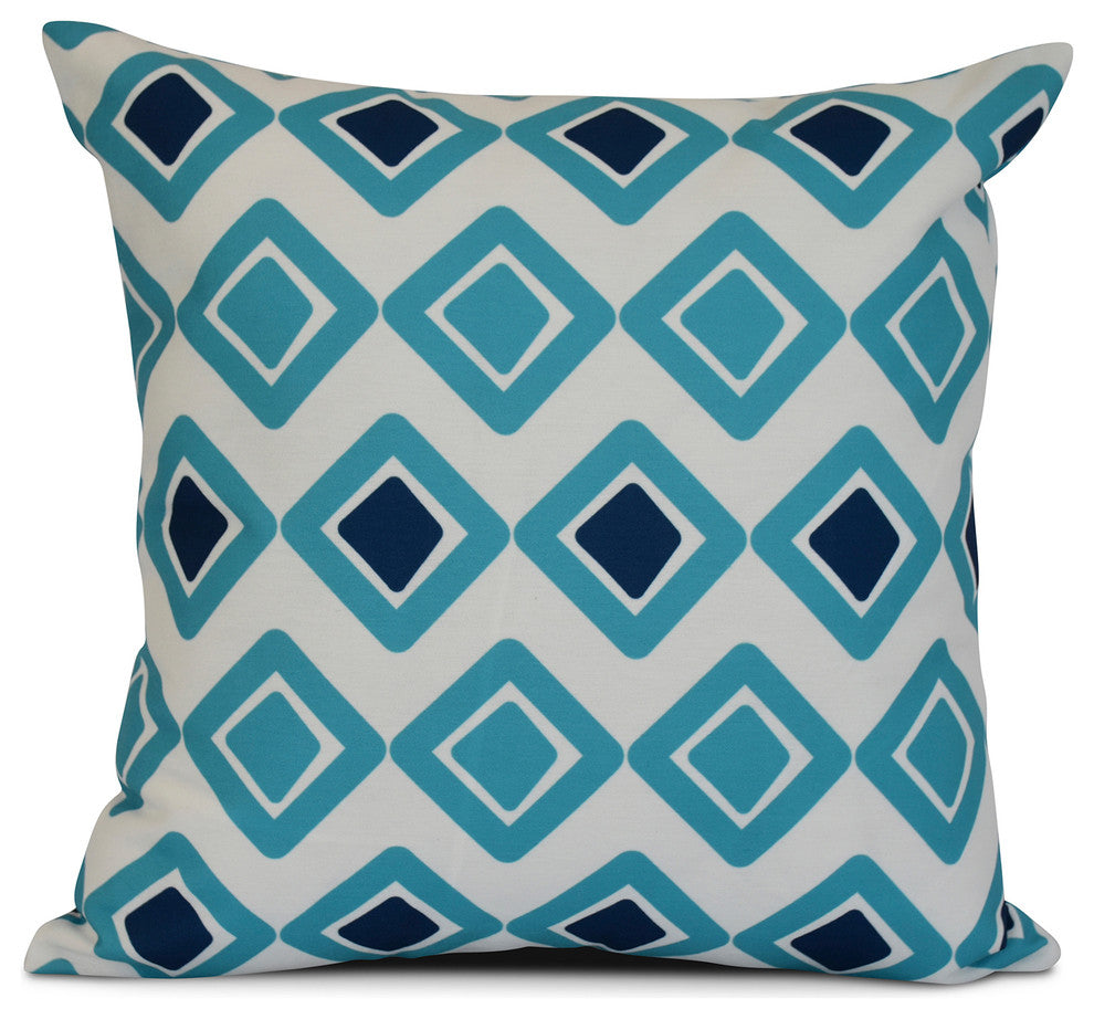 Aqua Diamond jive 2, Geometric Print Pillow, Aqua, 18"x18"
