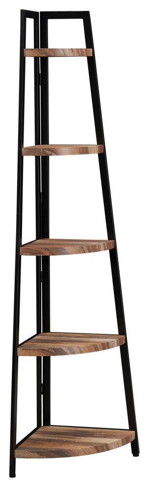 Danya B. Free-Standing 5-Tier Pyramid Corner Shelf, Brown