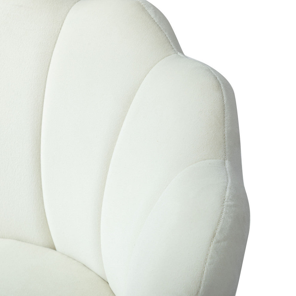 Upholstered Accent Barrel Chair With Tufted Back, Ivory