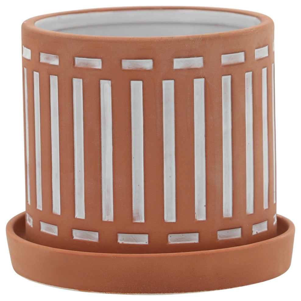 2-Piece Set Terracotta Planters With Saucer Orange