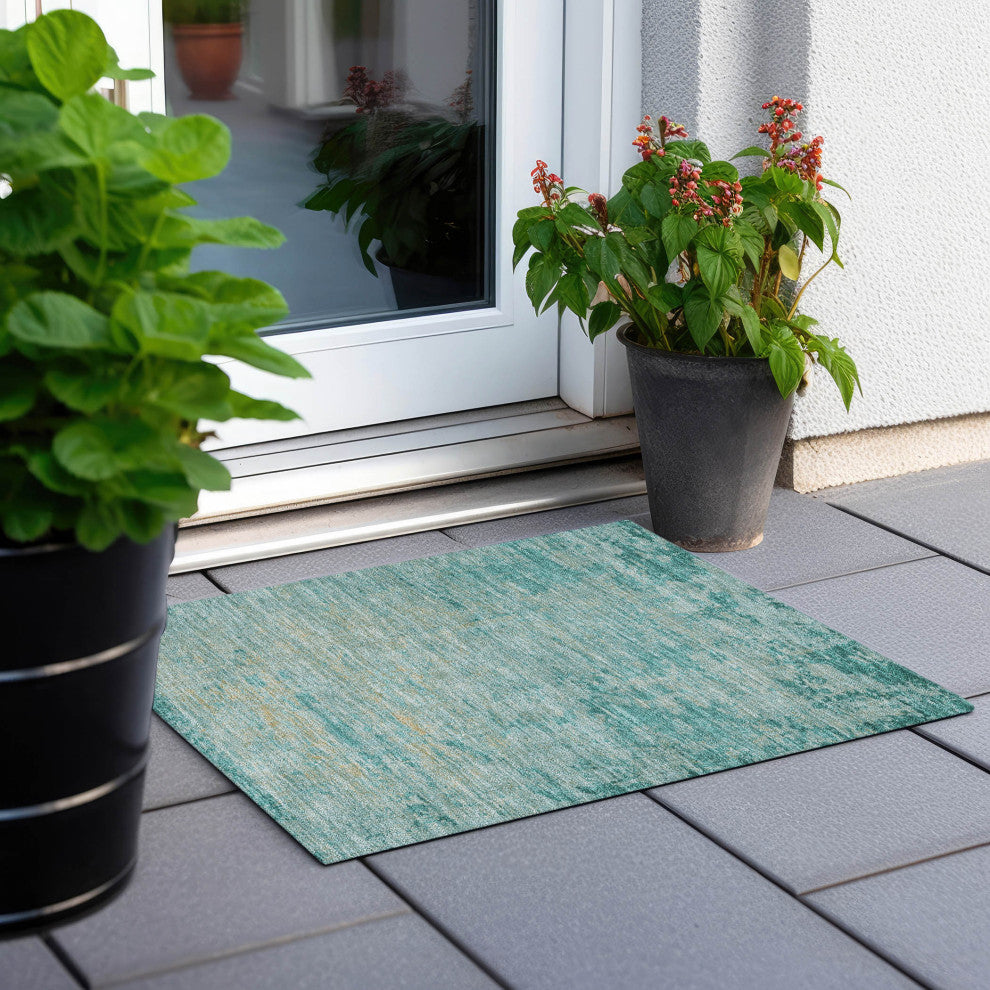 Machine Washable Indoor/Outdoor Chantille ACN1901 Teal 1'8" x 2'6" Rug