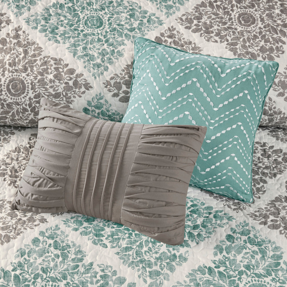 Madison Park Printed Quilted 6-Piece Coverlet Set, Full/Queen