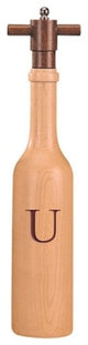 Wine Bottle Maple Wood Pepper Grinder, Custom Personalized Initial,  "U"