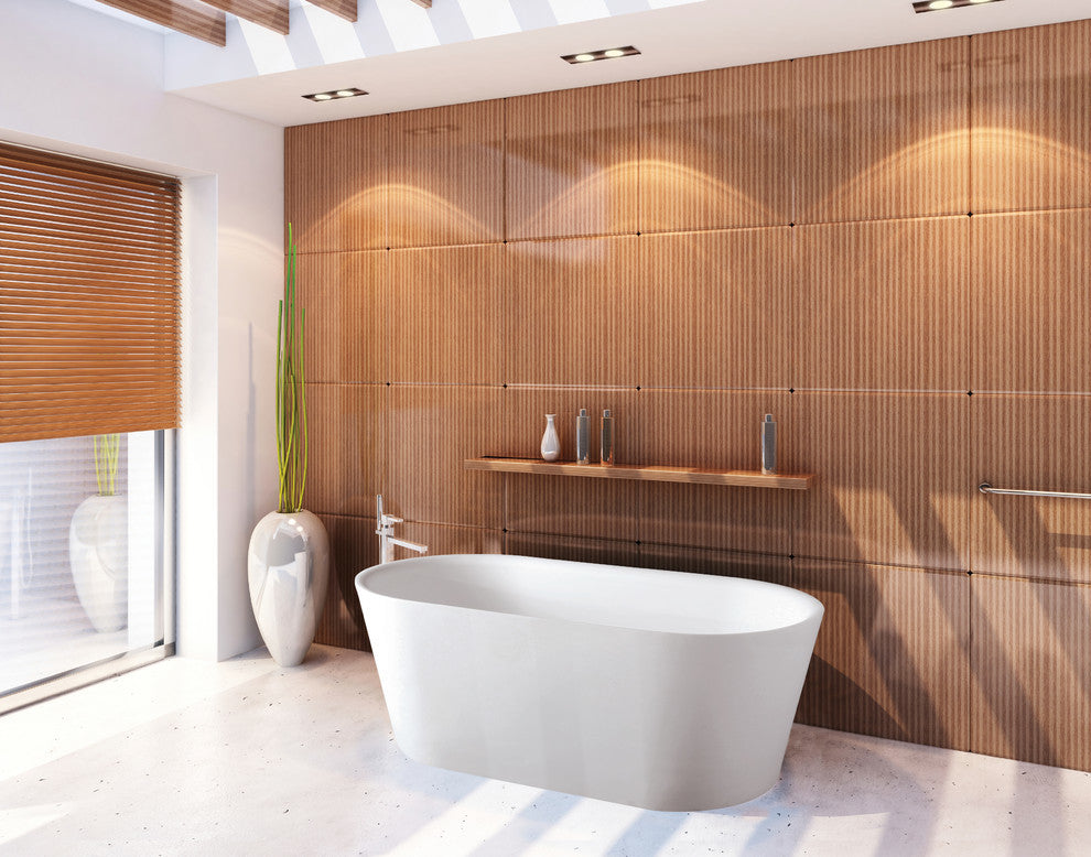 Ofuro Freestanding Soaker Tub, Matte White, 55"x27.5"x21.6"