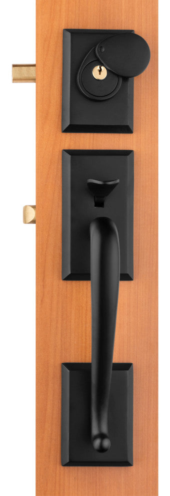 Rockwell Premium Solid Brass Entry Door Savoy Handleset, Antique Black