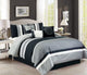 7p Pinsonic Quilted Trellis Striped Pleated Comforter Set, Gray, Queen