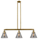 Large Cone 3-Light Island Light, Smoked Glass, Brushed Brass