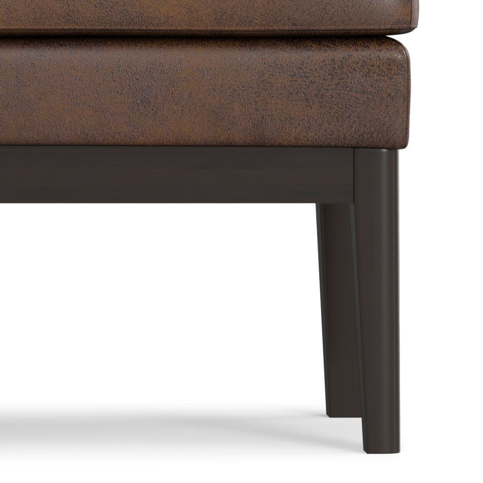 Carlson SOLID HARDWOOD Ottoman Bench, Distressed Chestnut Brown