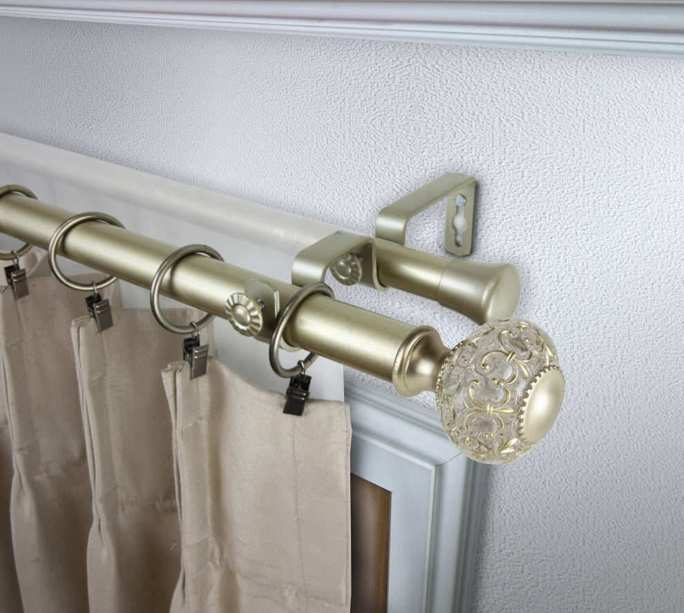 Bailey 1" Diameter Double Curtain Rod, Gold, 66-120"