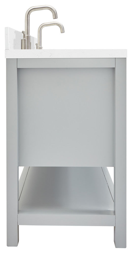 Ariel Magnolia 36"  Double Oval Sinks Vanity, Carrara Quartz