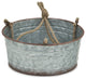 Round Galvanized Metal Rope Hanging Metal Planter