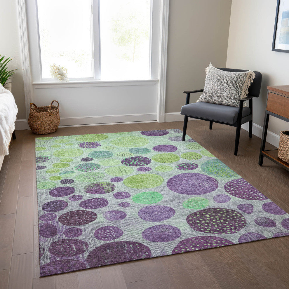 Machine Washable Indoor/Outdoor Chantille ACN1899 Purple 3' x 5' Rug