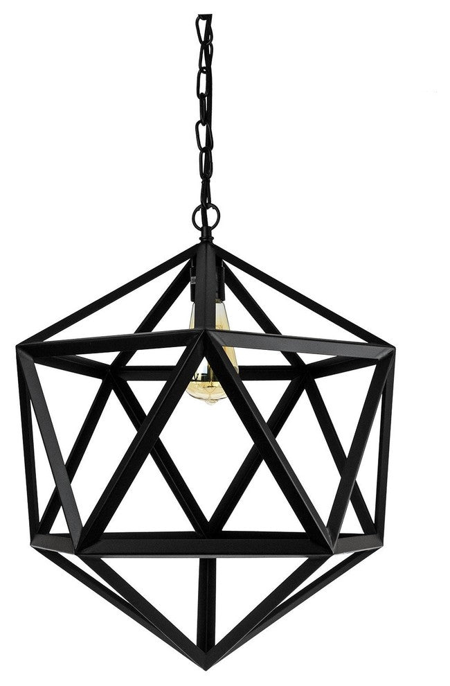 Sunlite Hexagon Pendant Vintage Antique Style Fixture, Stain Black Finish