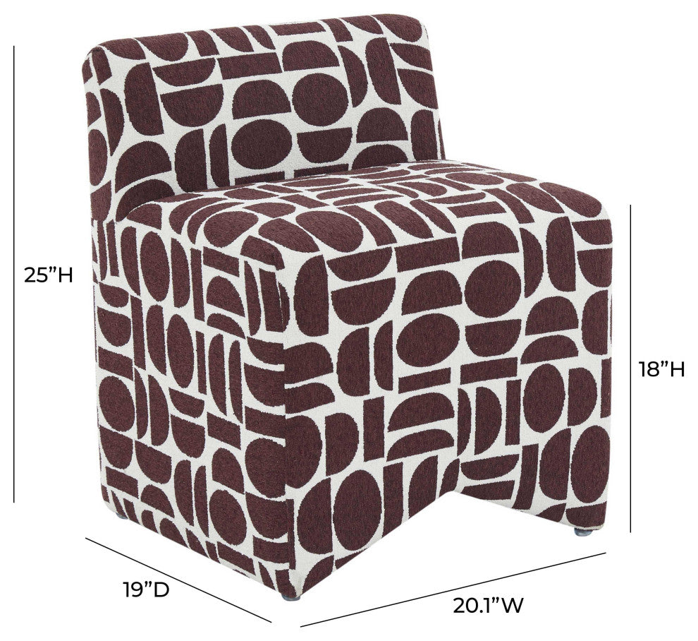 Pippa Merlot Geometric Jacquard Weave Stool