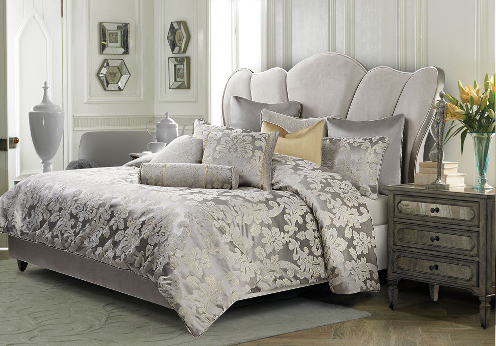 Assisi 9-Piece Queen Comforter Set - Platinum