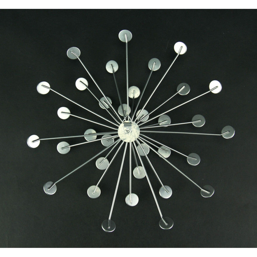 Set Of 6 Silver Starburst Jeweled Metal Decorative Wall Art Hangings