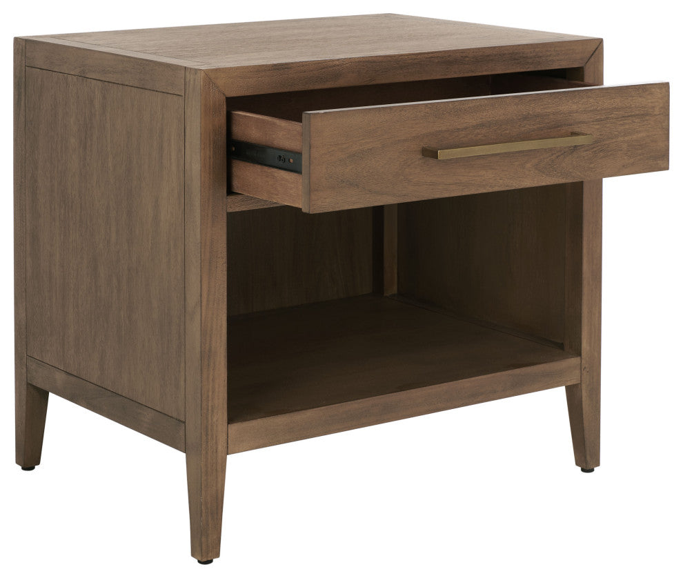 Safavieh Couture Ariella 1 Drawer Wood Nightstand, Brown