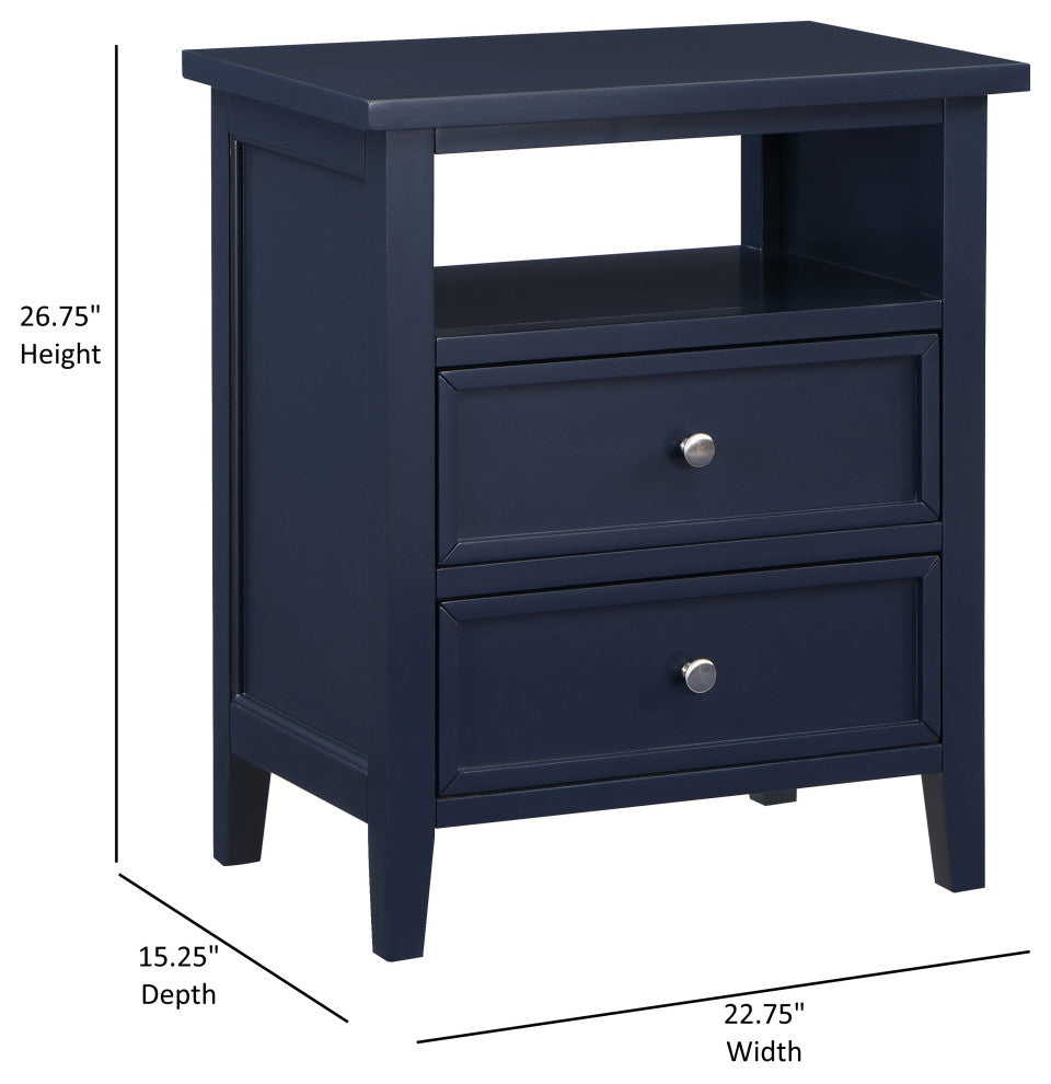 Walker Midnight Blue 2 Drawer Nightstand