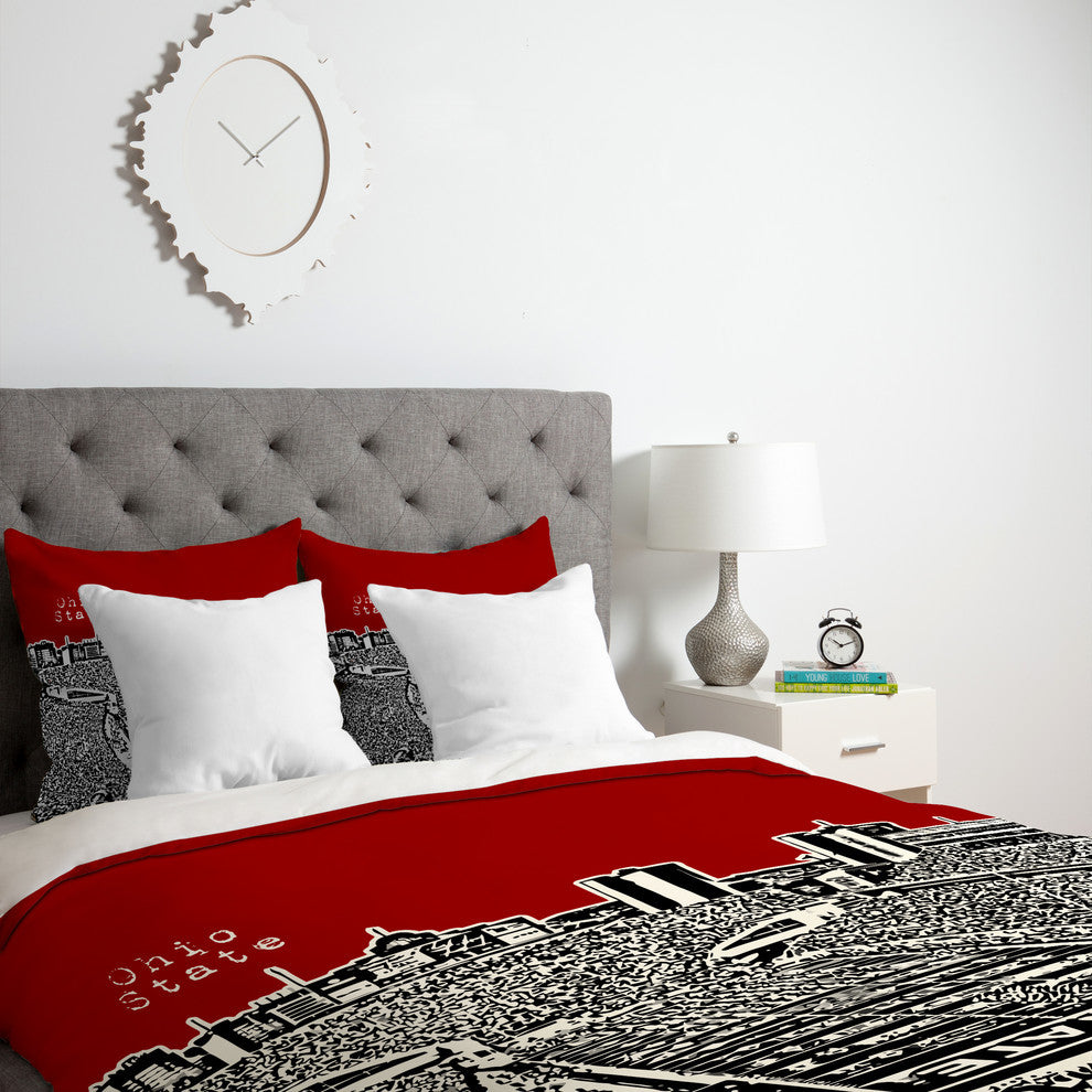 Deny Designs Bird Ave Ohio State Buckeyes Red Duvet Cover - Lightweight