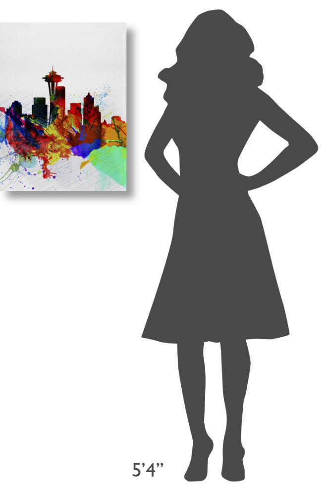 "Seattle Watercolor Skyline 2" Fine Art Print
