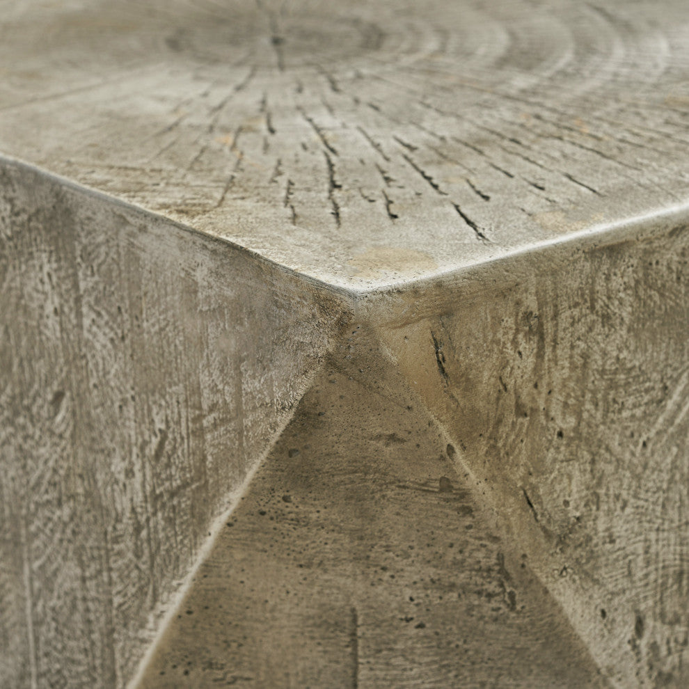 Savannah Outdoor Lightweight Concrete Accent Table, Light Gray