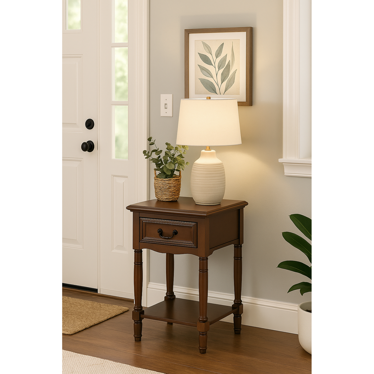 Urban Designs Solid Wood Night Stand Table, Dark Brown