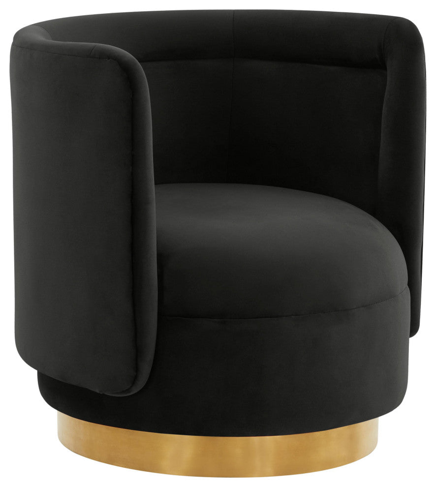 Remy Black Velvet Swivel Chair