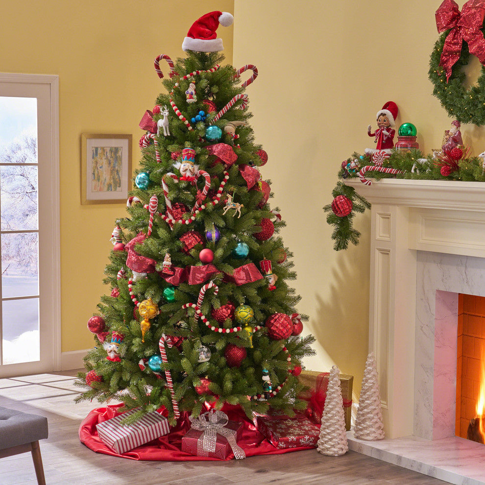 9' Mixed Spruce Artificial Christmas Tree, Pre-Lit Multi-Colored