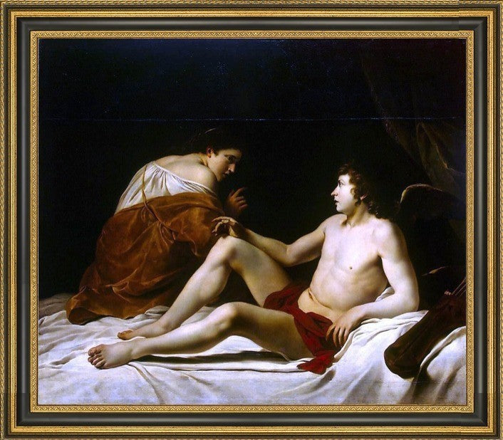 Orazio Gentileschi Cupid and Psyche Framed Premium Canvas Print, 16"x20"