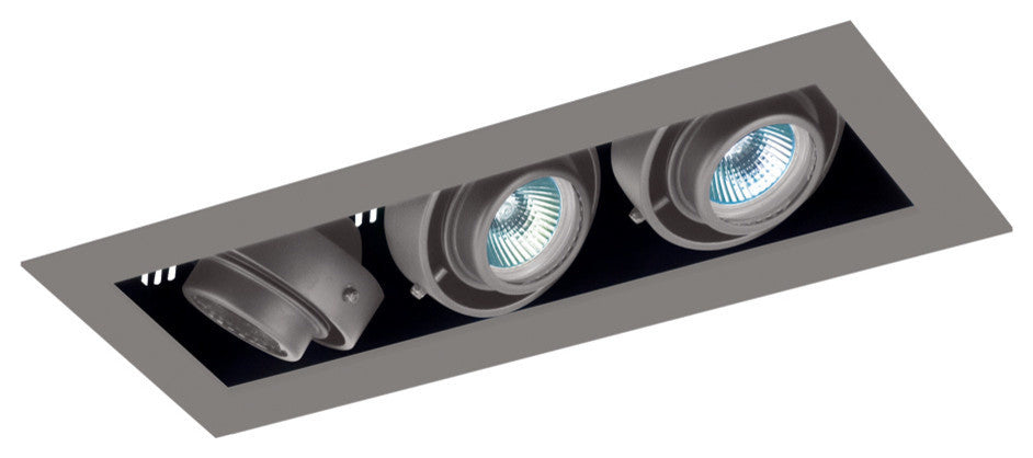3-Light Linear Remodel, Silver Trim, Silver Gimbal, Black