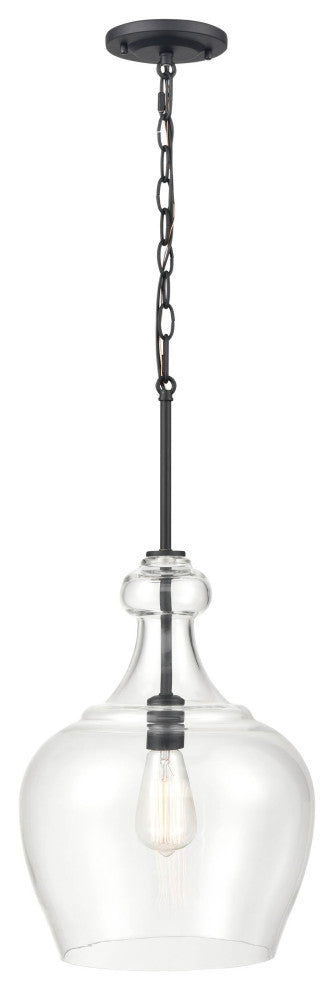 1 Light 12 in. Matte Black Pendant