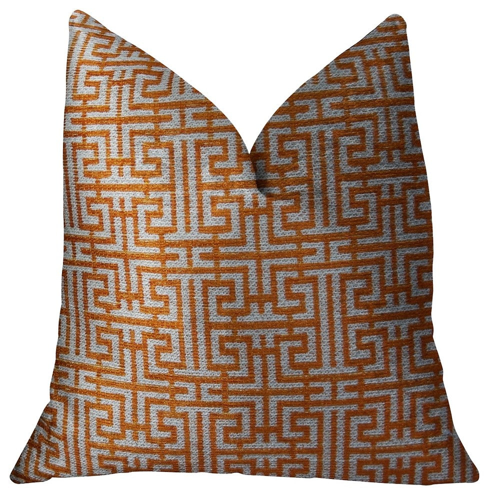 Crossroad Orange and Ivory Handmade Luxury Pillow, 20"x36" King